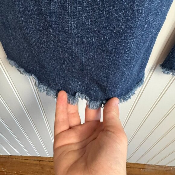 Indigo Rising Dark Wash Raw Hem Flare Jeans P22 - Picture 3 of 5